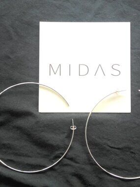 90mm 14K White Gold Hoop Earrings